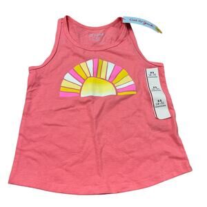 Cat & Jack Girls' Sunshine Printed Coral Color Tank Top - Size XS - NWT